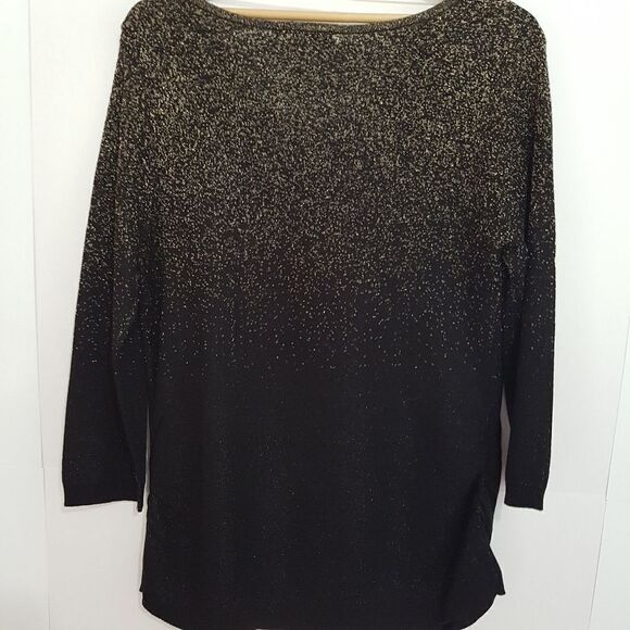 REITMANS Black and Gold Shimmer Cowl Neck Top 3/4 Sleeve.  Medium. NWOT - Picture 12 of 15